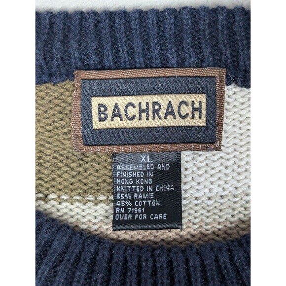 Vtg 90s Bachrach Sweater Men XL Multicolor Geometric Heavyweight Color Block - Picture 3 of 6